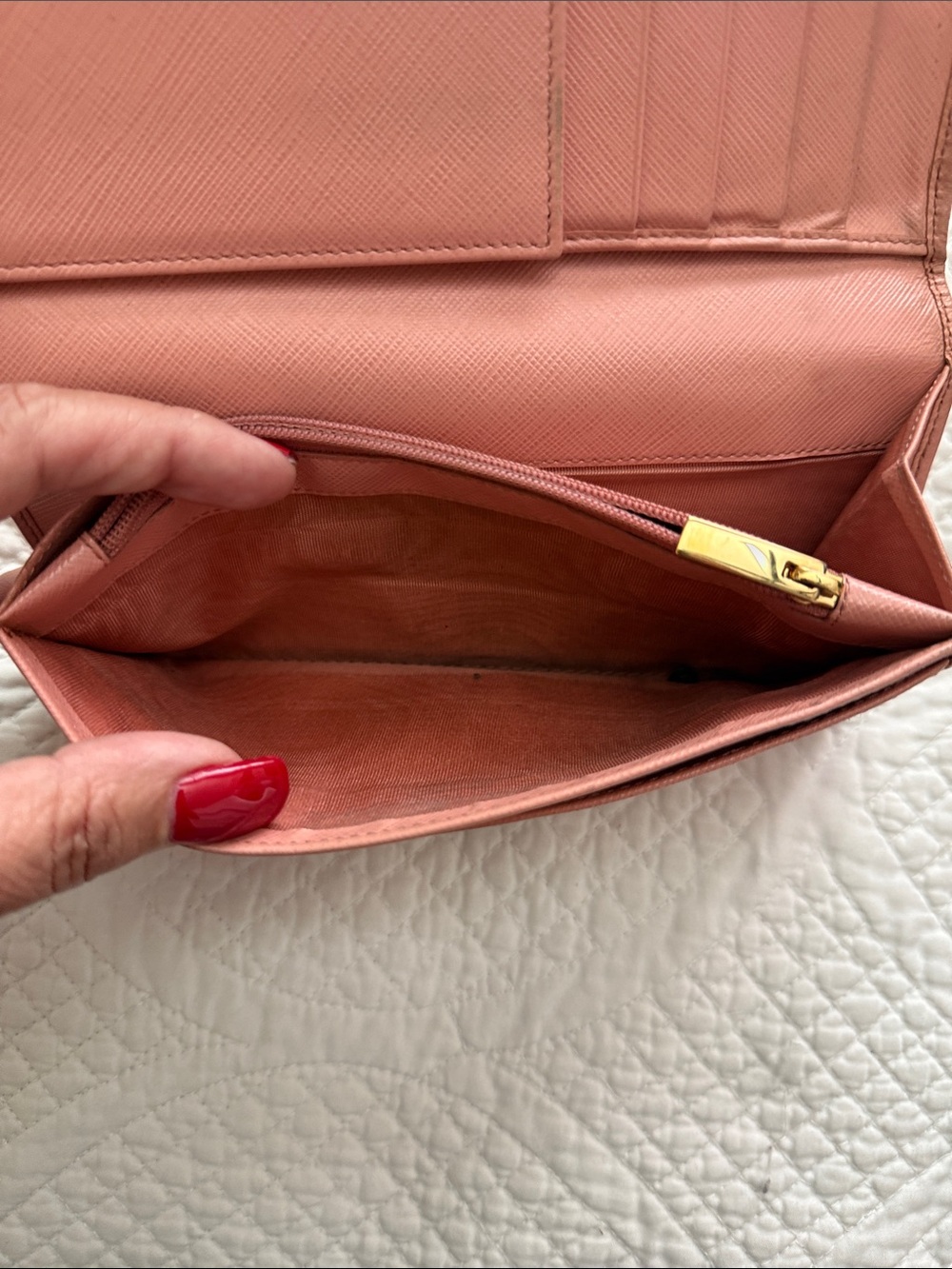 Salvatore Ferragamo Pink Saffiano Leather Wallet with Gold Hardware - Picture 8 of 12